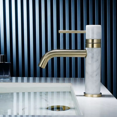 Karma -Single Hole Bathroom Faucet with Natural stone marble