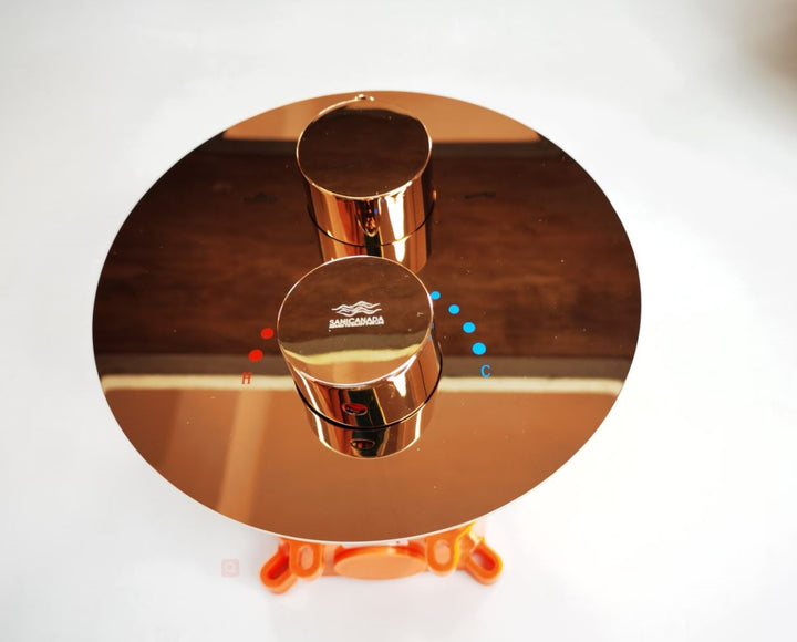 Rose Gold Polished  10" Rain head 2 way function thermostatic with hand held spray shower set