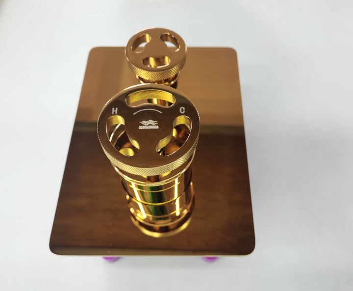 Gold polished brass Victorian Industrial Style 2 and 3 Way Function Shower with tub filler completed Kit