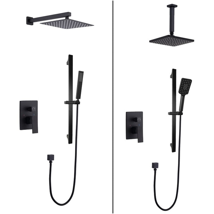 CSA certified-Black matte Square 8" Inch Rain Head 2 Way Diverter Function Shower Kit