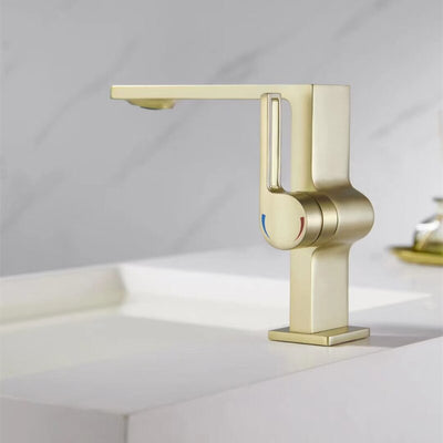 Black with Gold Two Tone Single Hole Bathroom Faucet