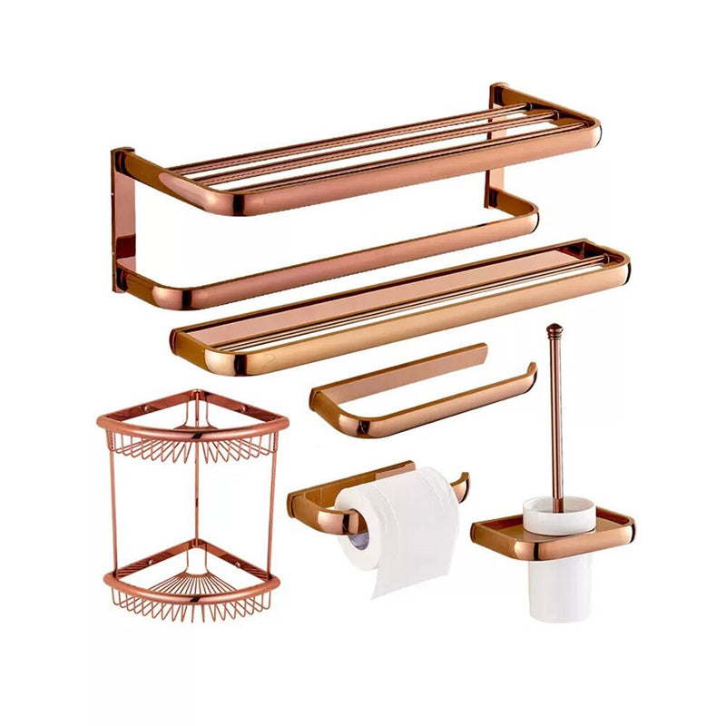 Rose gold polished bathroom accessories