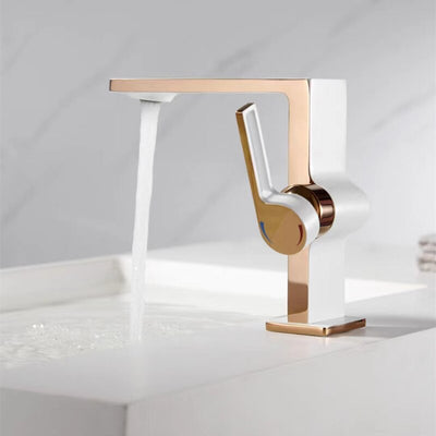 Black with Gold Two Tone Single Hole Bathroom Faucet