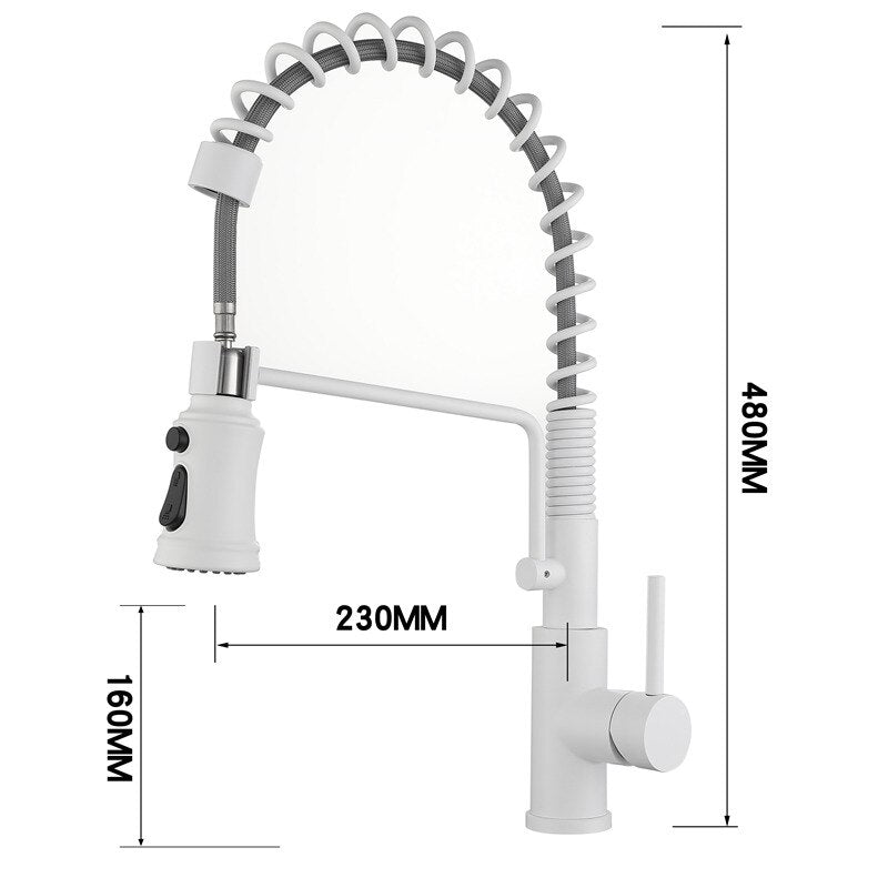 White Touchless Sensor Chef Pullout Dual Sprayer Kitchen Faucet