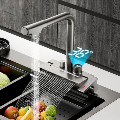 New 2023 Design Kitchen Faucet with Digital Temperature Control and Waterfall spray