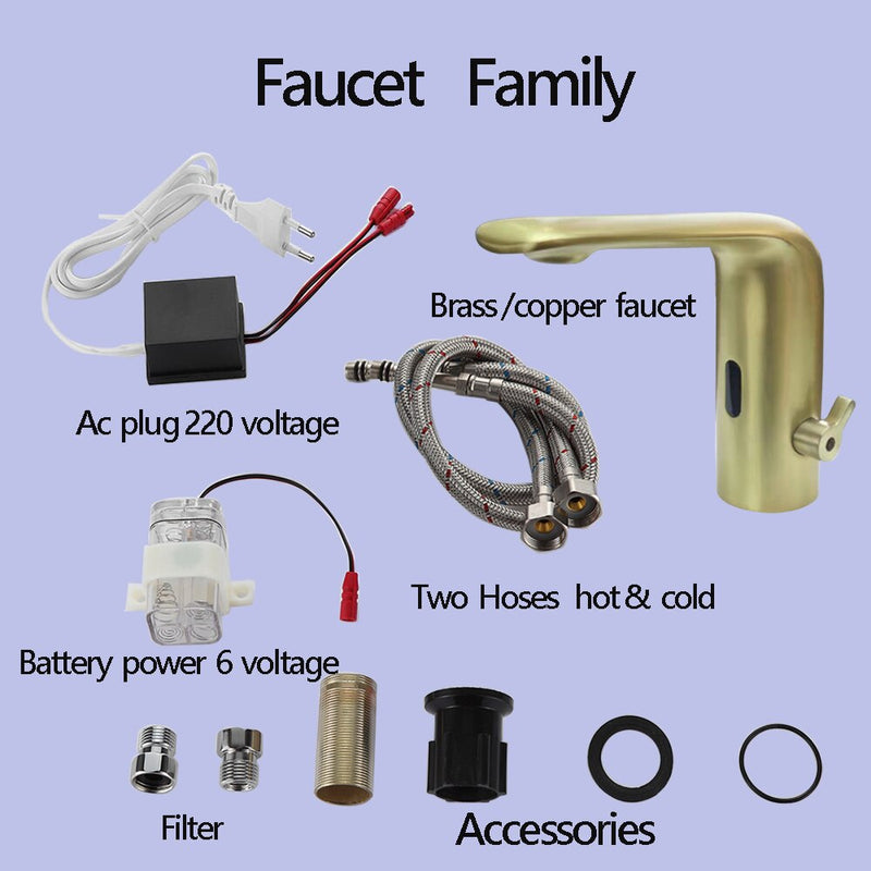Brushed gold- Commercial and Residence Single hole motion sensor bathroom faucet