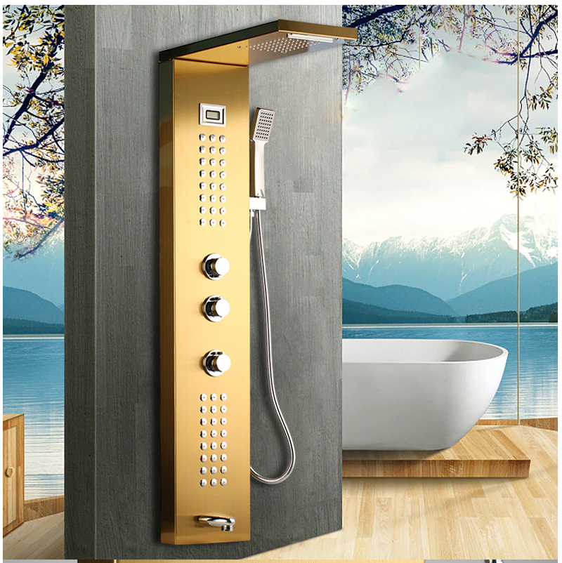 Gold-Black-Rose gold exposed shower panel system spa kit