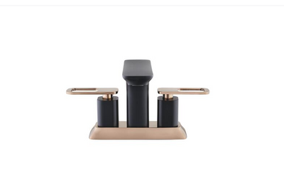 Black with rose gold 4" Center set bathroom faucet