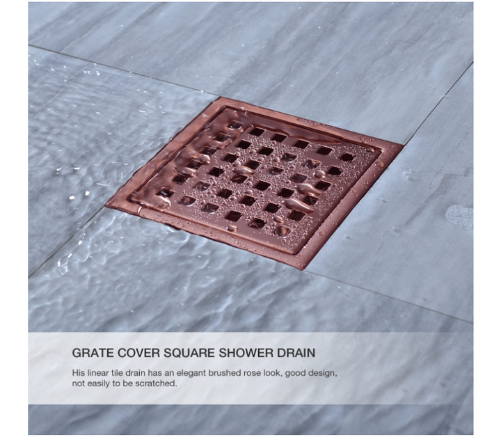 Rose Gold Polished Square Shower Drain
