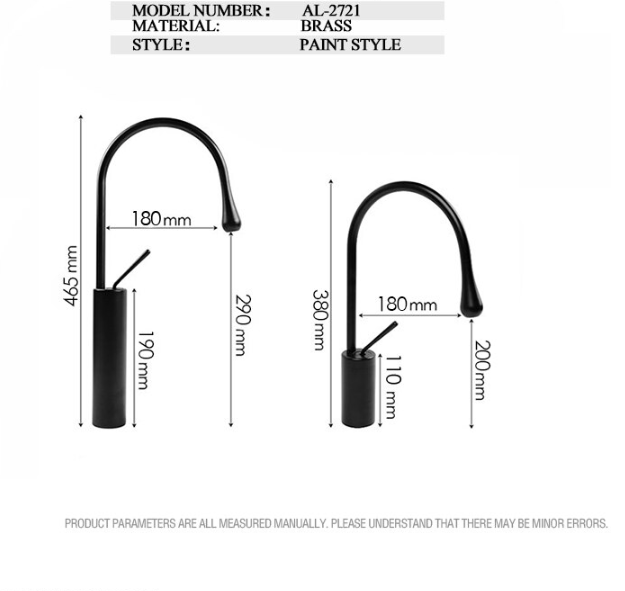 Tear drop-Tall Black- Brushed gold -White Tall Vessel and short vessel faucet