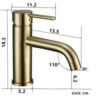 Brushed Gold round single hole bathroom faucet