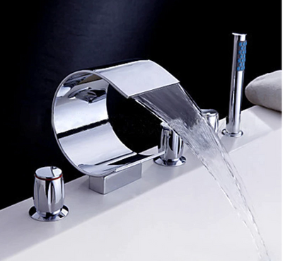 Chrome Bathtub Waterfall Filler Faucet Set