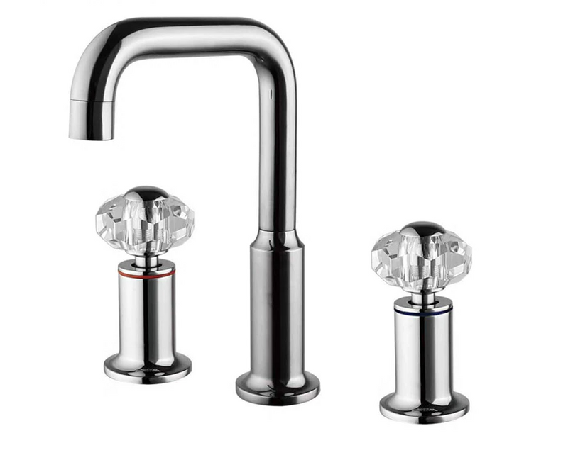 Chrome 8" Inch widespread bathroom faucet with Crystal ball handles