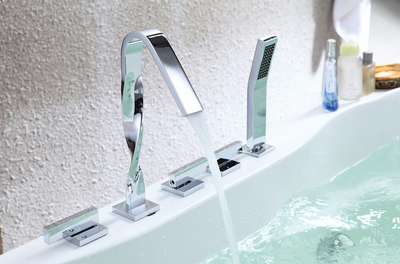Chrome Deckmounted Twisted Bathtub Filler Faucet