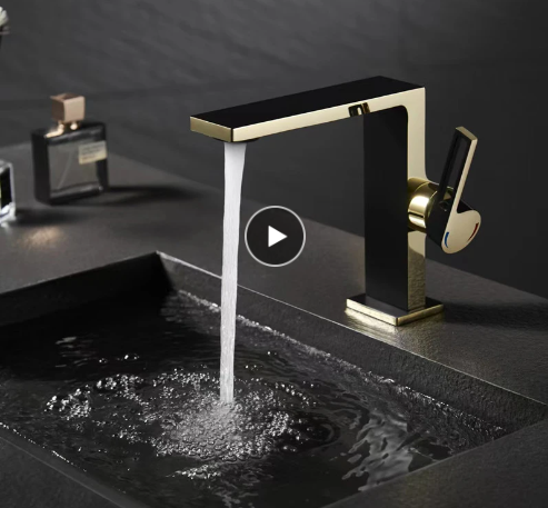 Black with Gold Two Tone Single Hole Bathroom Faucet