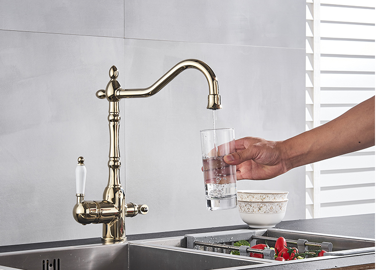 Gold Victorian 2 way reverse osmosis and kitchen faucet