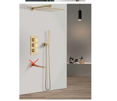 Polished Gold- Brushed Gold 3 Way Thermostatic Wall and ceiling Mount Completed Shower Kit