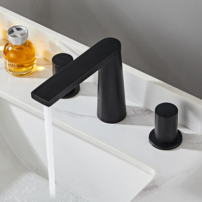 Black round modern design 8" inch widespread bathroom faucet