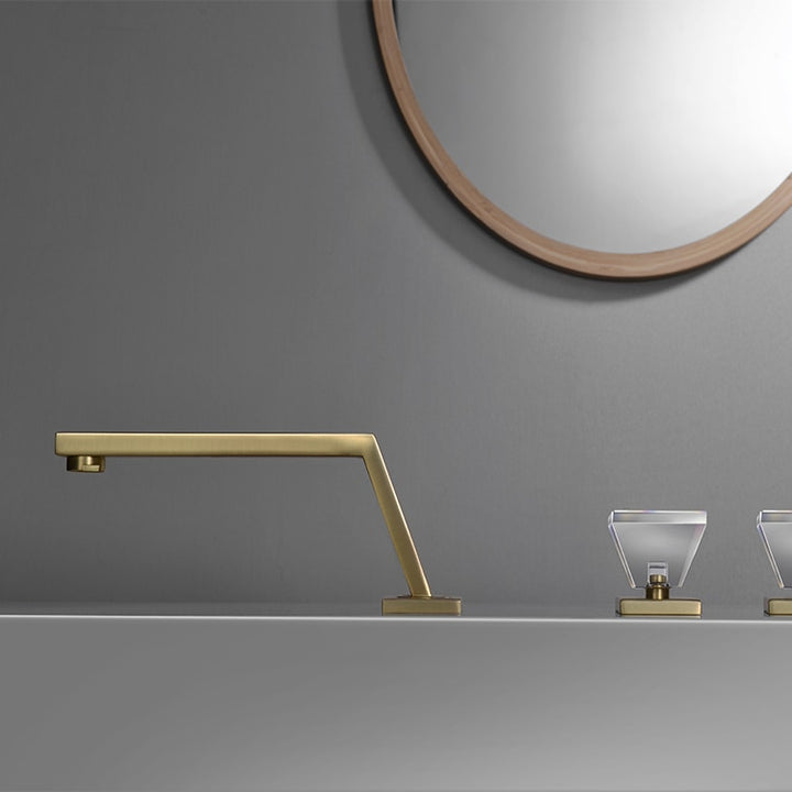 Soleil-Gold with Crystal handles 8" Inch wide spread faucet