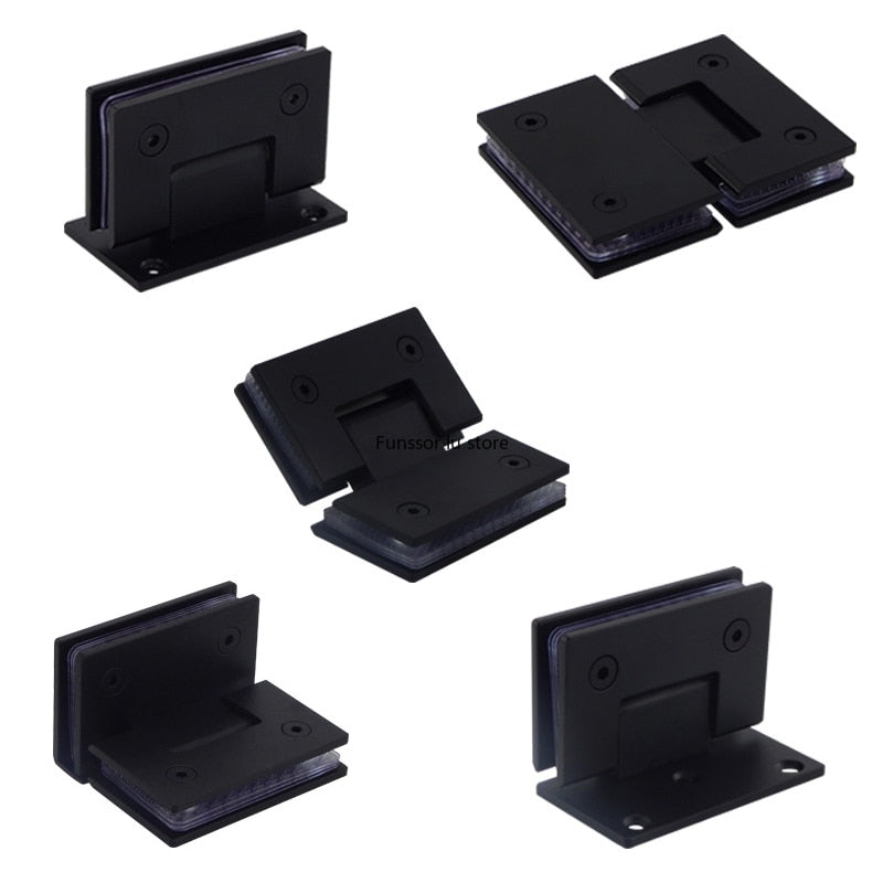 Black matte shower glass door clips and hinges hardware for 10mm to 12mm