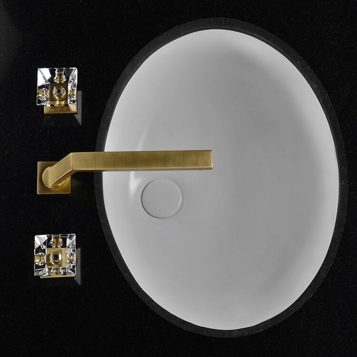Soleil-Gold with Crystal handles 8" Inch wide spread faucet