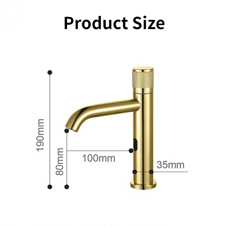 New Nordic Design Gold Polished Brass Sensor Single Hole Bathroom Faucet