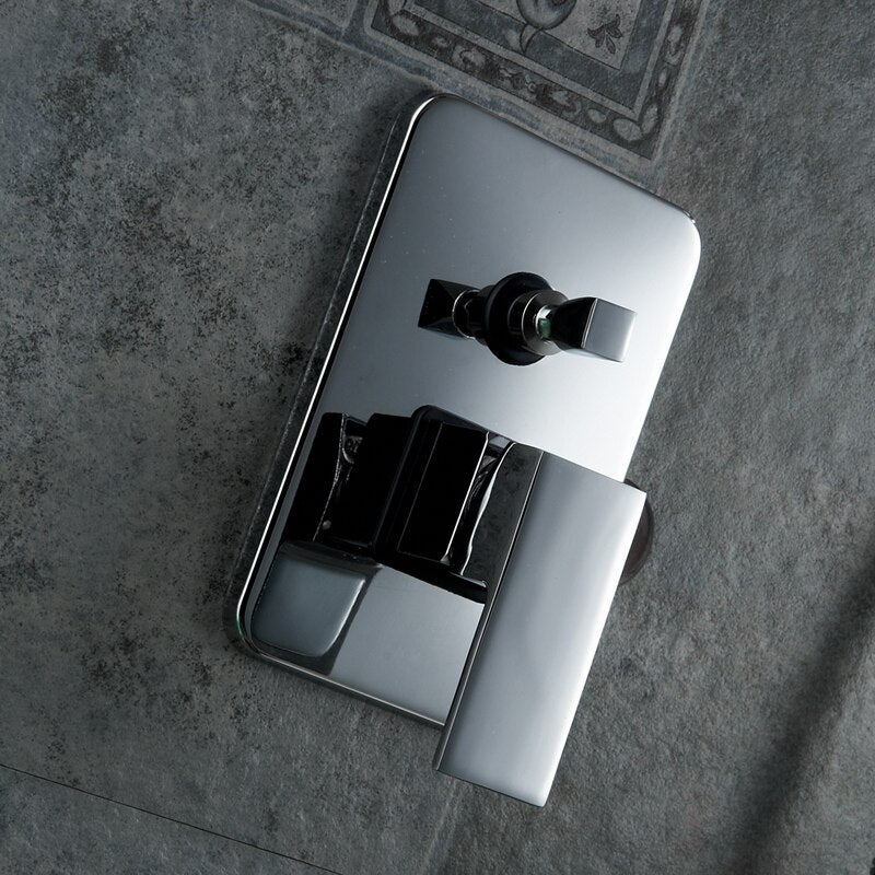 Chrome CSA square rain head 1-2 -3 way pressure balance shower kit