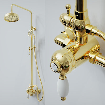 Gold Polished Brass Victorian Exposed Shower system