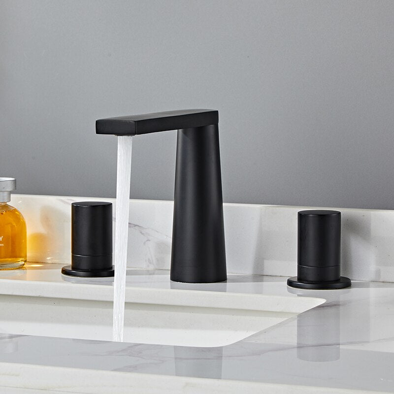 Black round modern design 8" inch widespread bathroom faucet