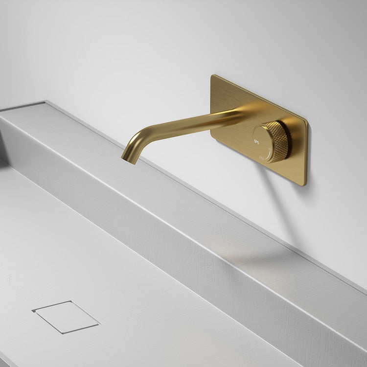 VITA-Brushed gold wall mounted single lever bathroom faucet