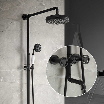 Gold Polished Exposed Victorian Industrial Shower System Kit