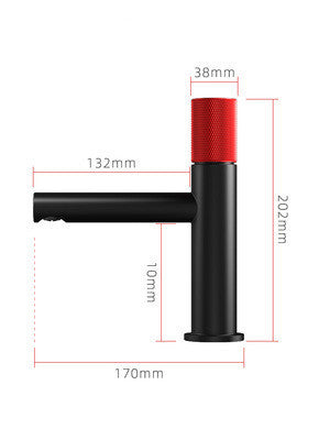 Black with red single hole bathroom faucet