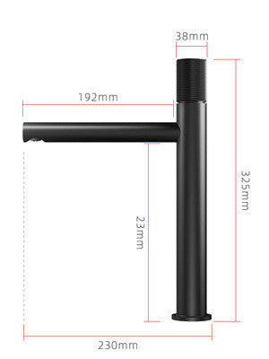 Black with red single hole bathroom faucet