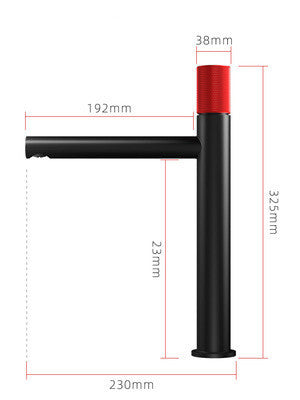 Black with red single hole bathroom faucet