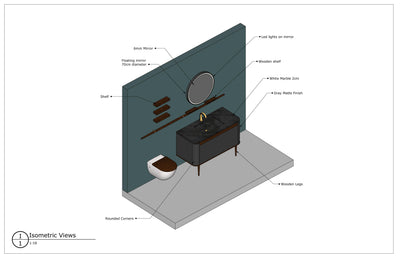 Nordic Design- Color Grey Gun Gloss single bowl 2 Front Legs Solid Walnut Wood Bathroom Vanity Set size 48"
