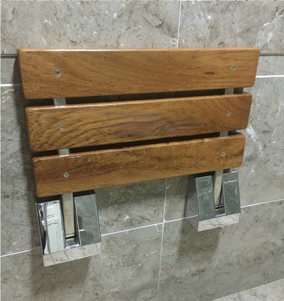 Teak wall mounted folding steam shower seat