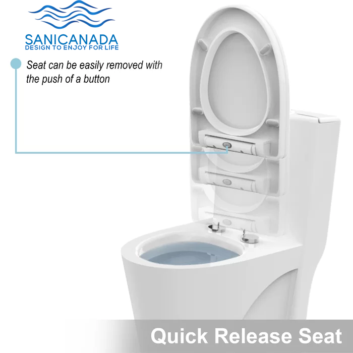 Sani Canada one piece skirted toilet comfort height with soft close re
