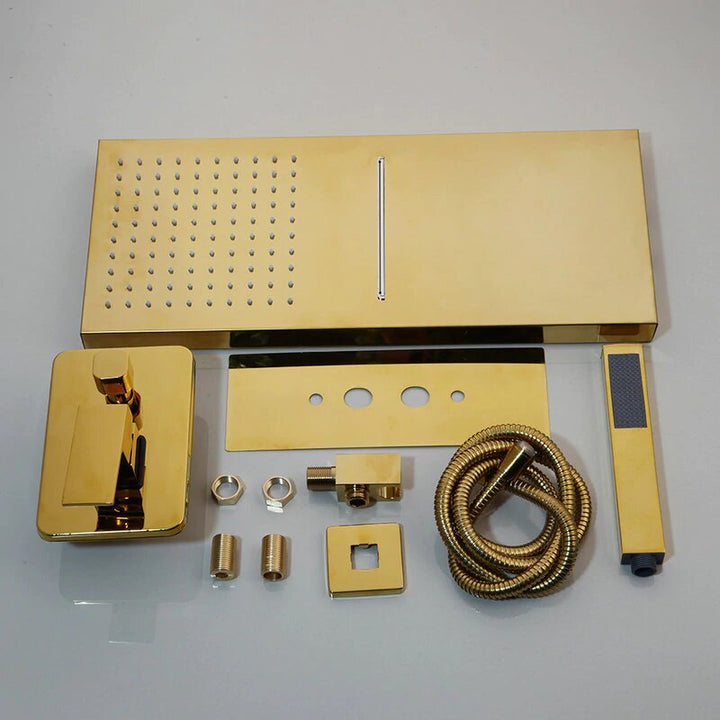 CSA-Chrome-Gold  Waterfall Rain Head 3 Way Diverter Pressure  Balance Shower Kit