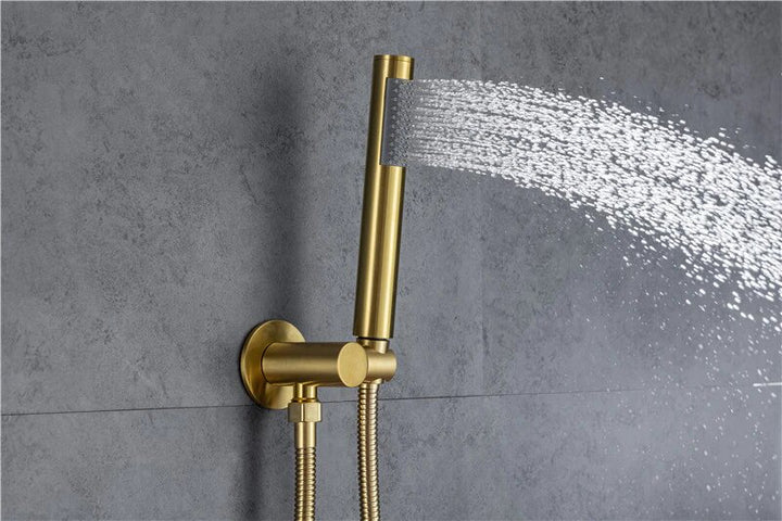 CSA Certified-Brushed Gold Round 10 Inch Rain Head 3 Way Diverter & Tub Filler Shower Kit