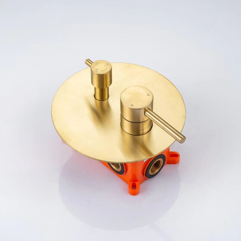 CSA Certified-Brushed Gold Round 10 Inch Rain Head 3 Way Diverter & Tub Filler Shower Kit