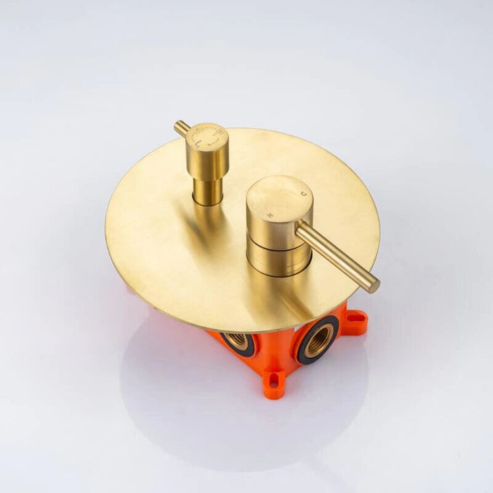 CSA Certified-Brushed Gold Round 10 Inch Rain Head 3 Way Diverter & Tub Filler Shower Kit