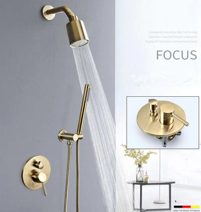 Brushed Gold- Black-Brushed Nickel  2 Way Diverter Pressure Balance Shower With Handheld Sprayer Completed Kit
