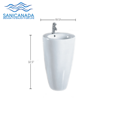 Ceramic  Round Floor Freestanding Basin Pedestal Sink