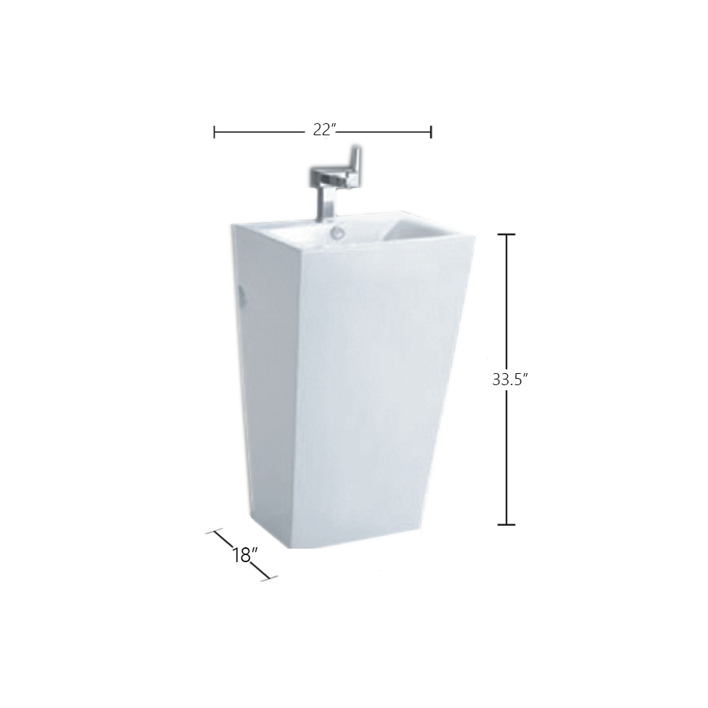 Rectangular Floor Freestanding Basin Pedestal Sink