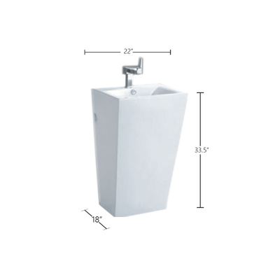 Rectangular Floor Freestanding Basin Pedestal Sink