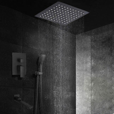 Black Ceiling or Wall Mounted 2 or 3 Way Pressure Balance Shower Completed Set