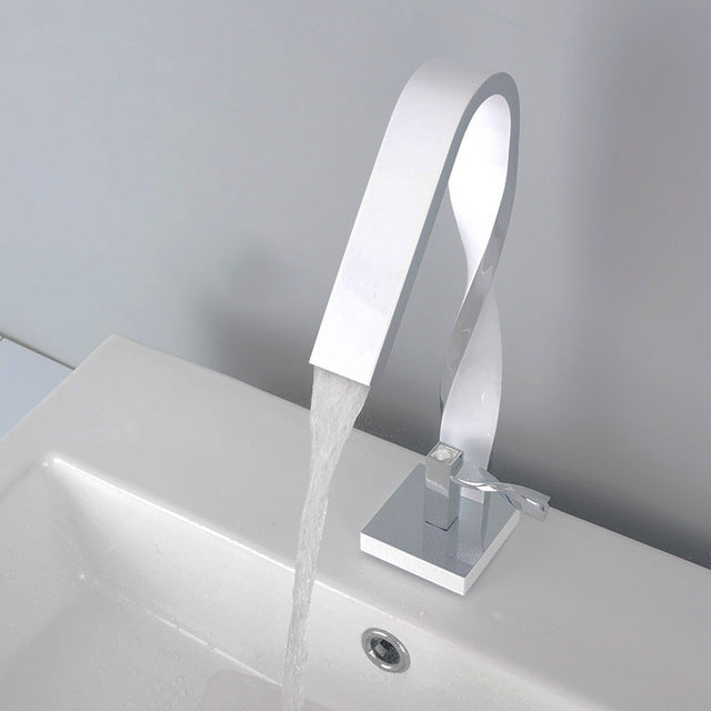Modern Twisted Design Single Hole Bathroom Faucet