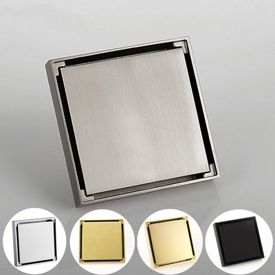 Brushed gold- Black Matte- Gold  4" X 4" SQUARE SHOWER DRAIN