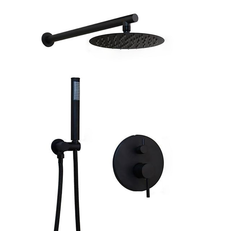 Black 2 Way Pressure balance Shower  with Option Of Round Rain Head 8-10-12 Completed Shower Set