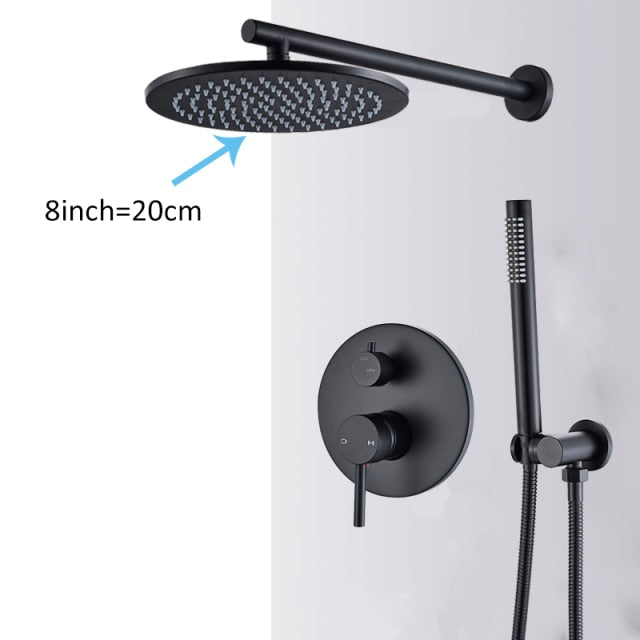 Black Matte Round 2 way Function Diverter Shower Kit